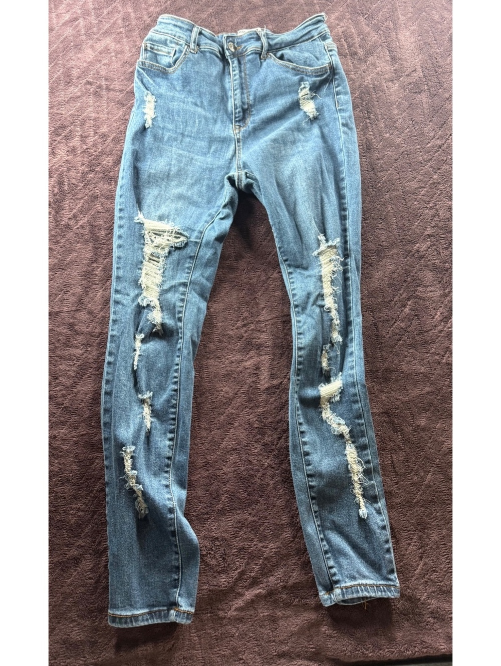 Wax Jeans stretch distressed skinny jeans blue